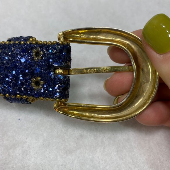 Vintage Elite Blue Glitter Start Studded Belt M